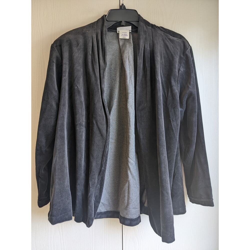Peddlers Women's Black Long Sleeve Open Front Suede Velvet Jacket Size M